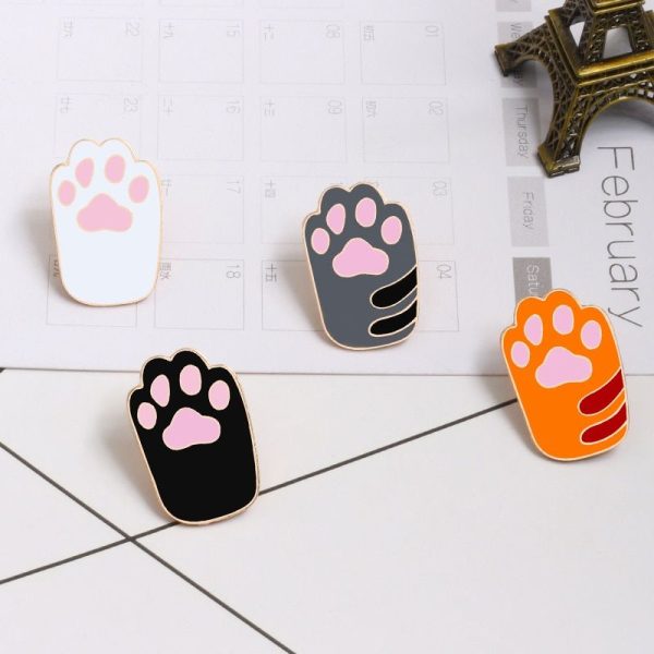 Broches de patitas de gato en 4 colores distintos, estilo Kawaii