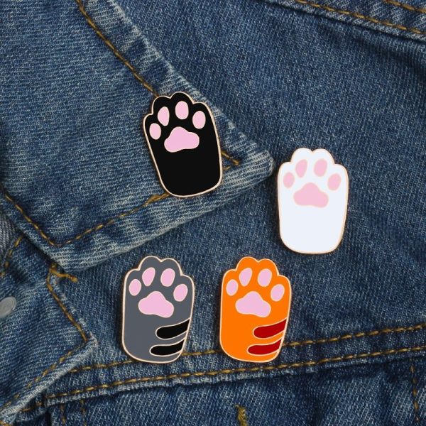 Broches de patitas de gato en 4 colores distintos, estilo Kawaii