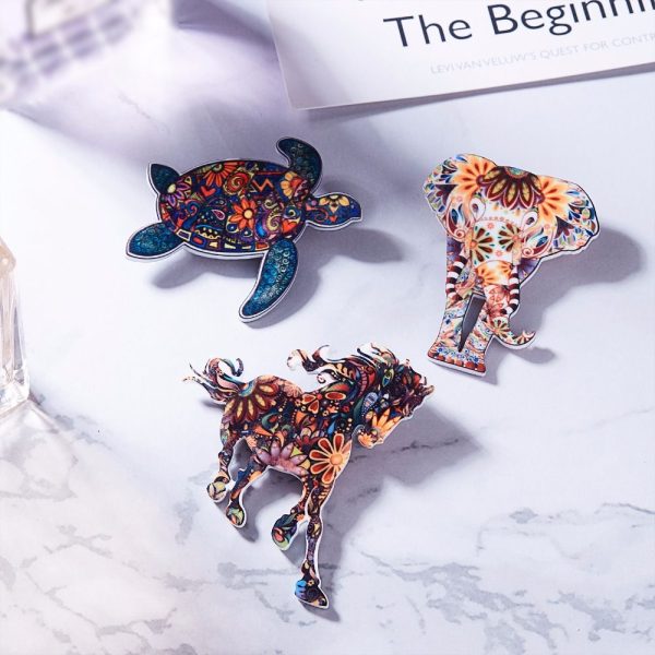Broches acrílicos súper coloridos de 19 animales distintos