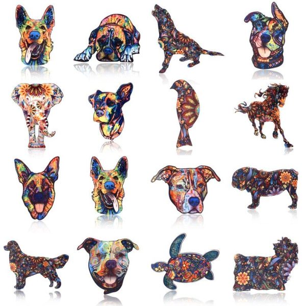 Broches acrílicos súper coloridos de 19 animales distintos