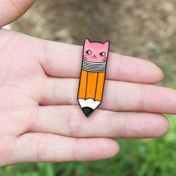 Lindo lápiz con cara de gato, broche pin unisex