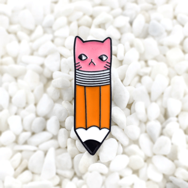 Lindo lápiz con cara de gato, broche pin unisex