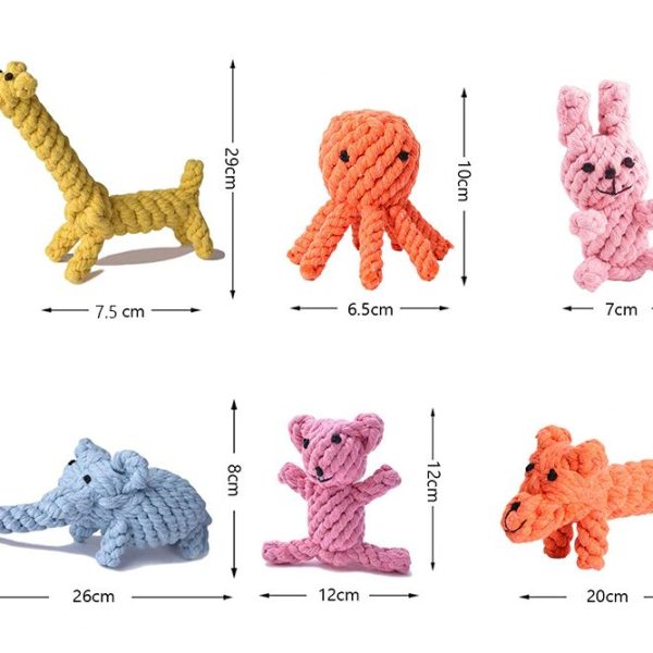 Listos para ser mordidos! Juguetes de algodón masticables con formas de animales para perros pequeños y medianos