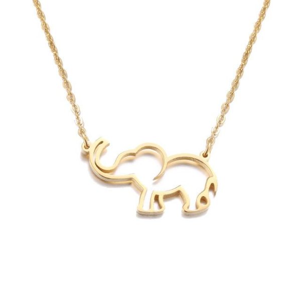 Tiernito collar de elefante en acero inoxidable, dorado o plateado