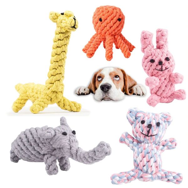 Listos para ser mordidos! Juguetes de algodón masticables con formas de animales para perros pequeños y medianos