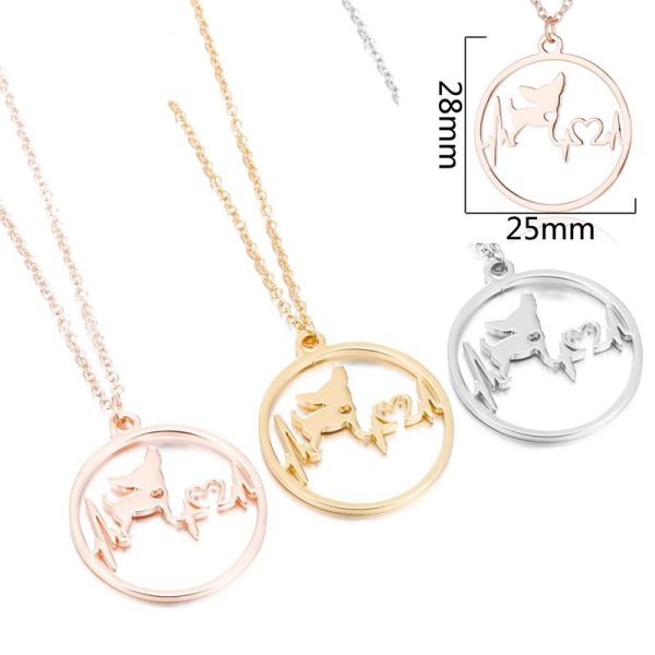 Variedad! Collares, anillos y aretes con perritos unidos a un corazón con ondas estilo electrocardiograma, y otros estilos