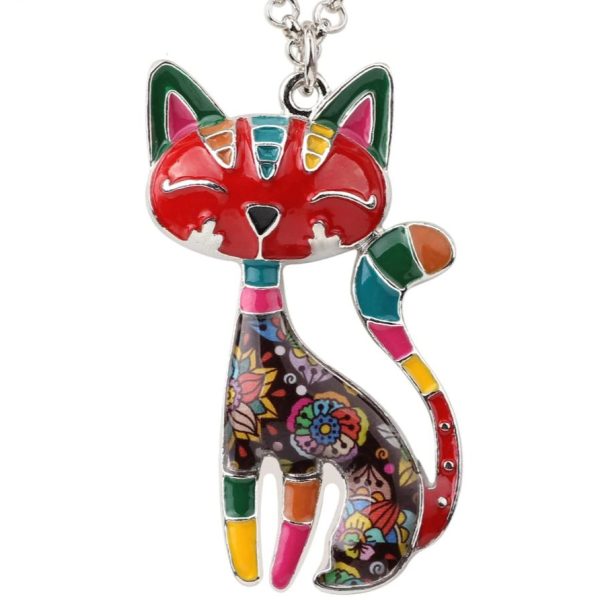 Bonitos collares de gato sonriente, de metal y esmalte, varios colores!