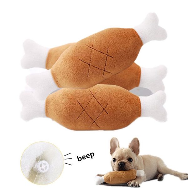 Qué rico! Juguete masticable de algodón con sonido y forma de hueso con carne horneada