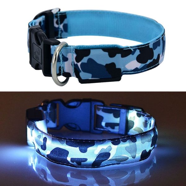 Luminoso collar ajustable con LEDs en su interior, estilo camuflaje