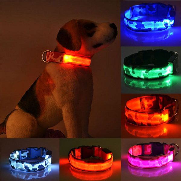 Luminoso collar ajustable con LEDs en su interior, estilo camuflaje