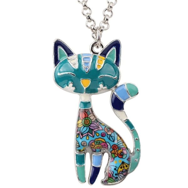 Bonitos collares de gato sonriente, de metal y esmalte, varios colores!