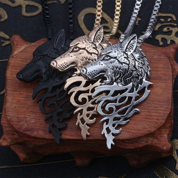 Colgante de lobo estilo Stark, en plateado, dorado o negro