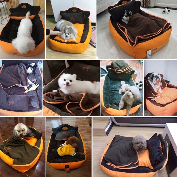 Increíble cama desmontable y lavable, con almohada y sábana, para perros y gatos