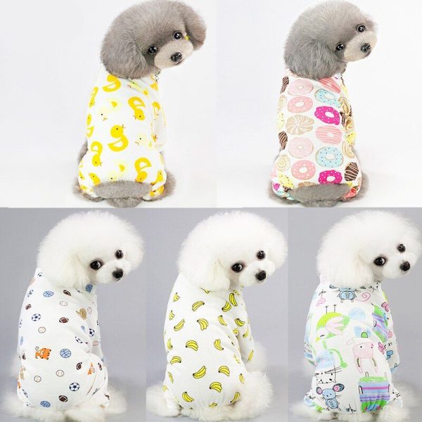 Lindos pijamas para perros pequeños, rayados, con bananas y otros motivos